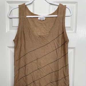 Tank with metal stripe embellishment